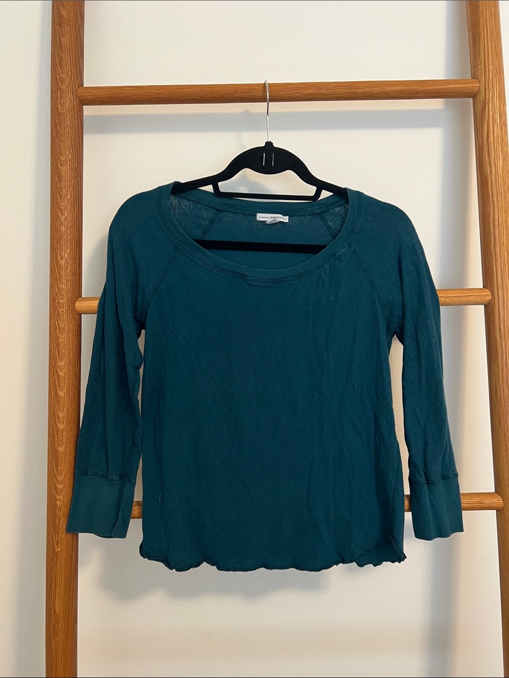 Standard James Perse Teal Green Raglan Scoop Neck 3/4 Sleeve Tee Size 1 (S)